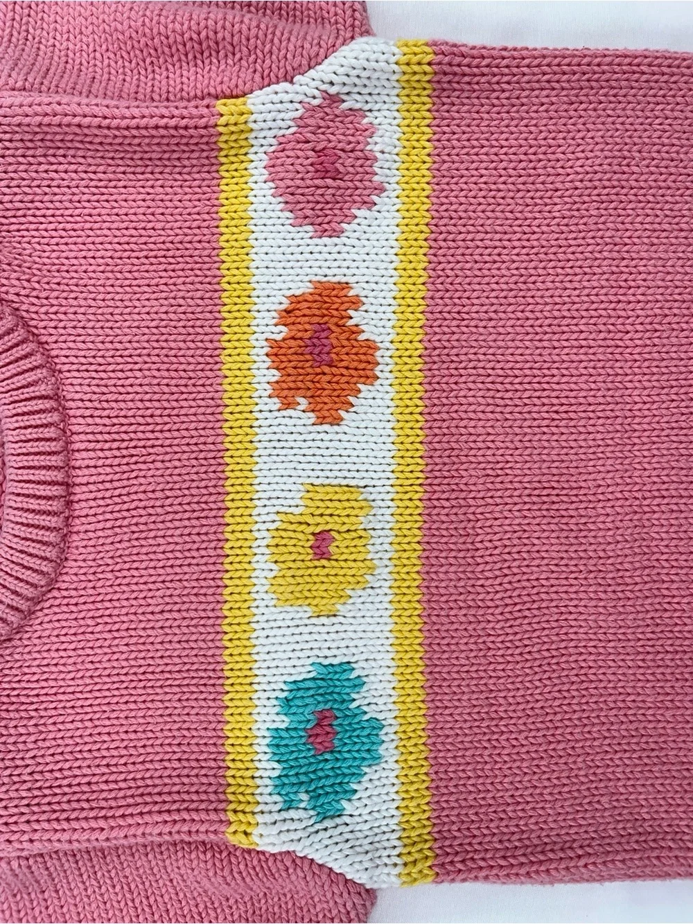 Gymboree 1998 Pink Cotton Flower Knit Vintage Sweater 3-4 M